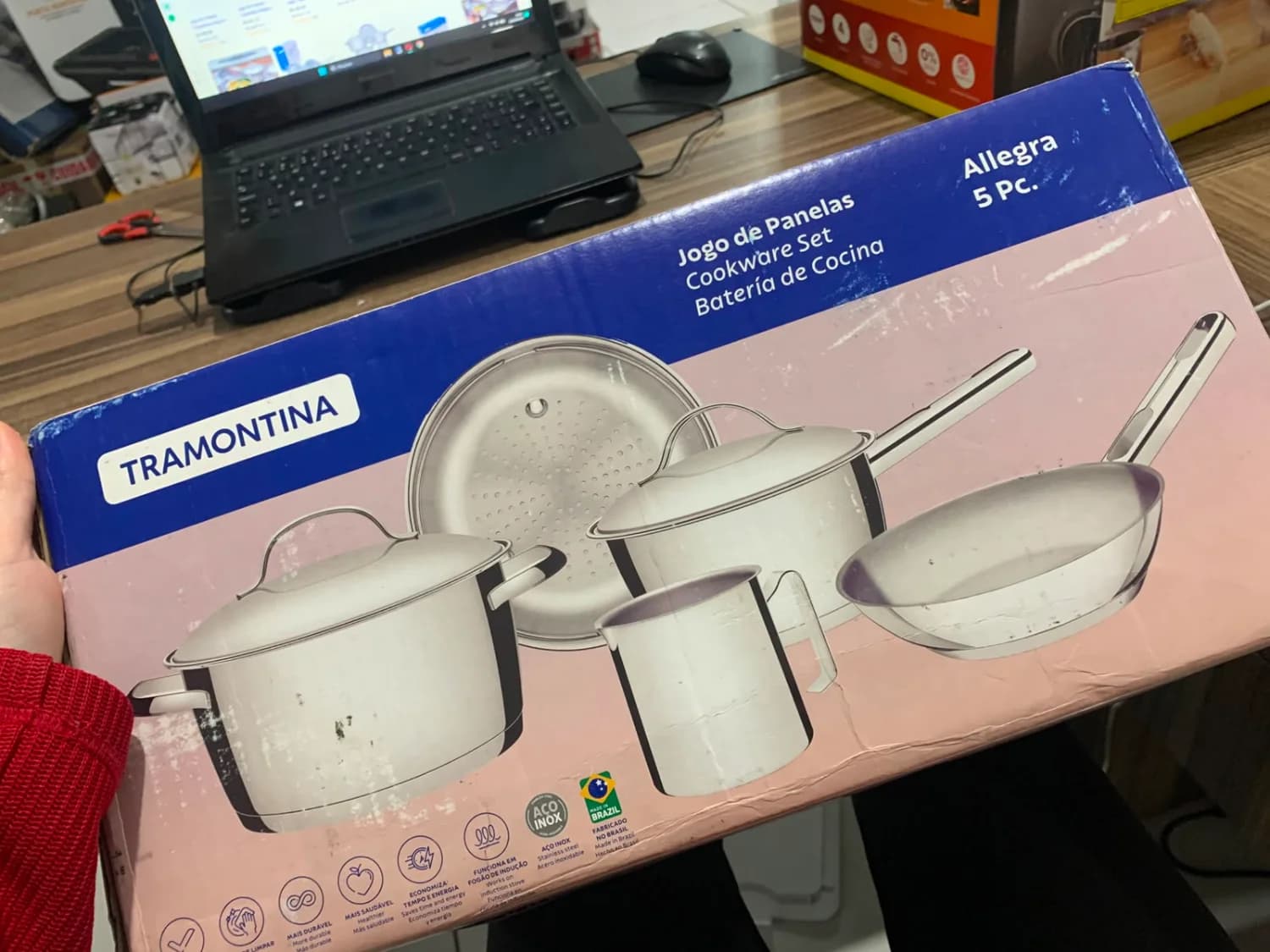 Jogo de Panelas Tramontina Allegra 5 Peças Aço Inox Fundo Triplo Indução. - 6