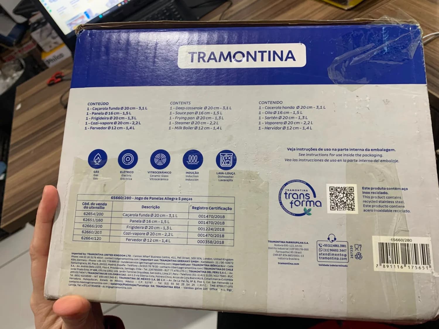 Jogo de Panelas Tramontina Allegra 5 Peças Aço Inox Fundo Triplo Indução. - 3