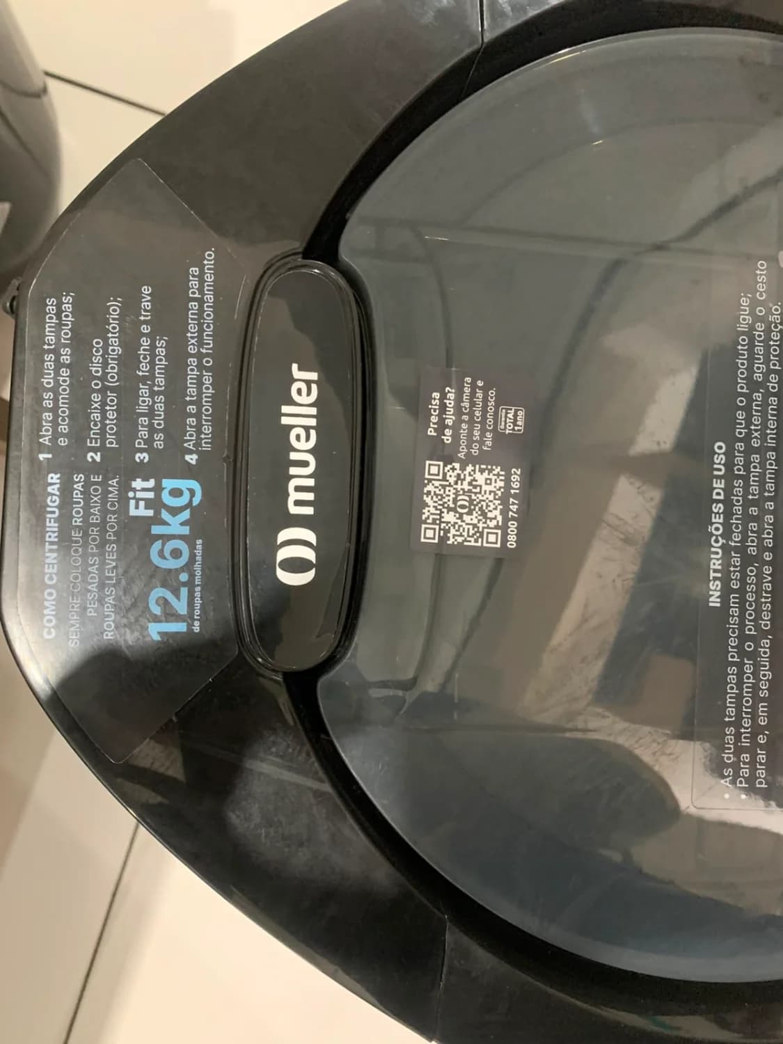 Centrífuga de Roupas Mueller Fit 12,6kg Preta 220V 182W - 4