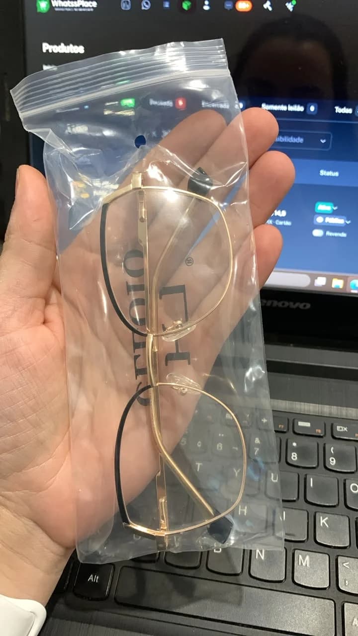 Óculos Feminino Dourado HJ CILOLO com Lentes Sem Grau + Estojo e Acessórios - 7