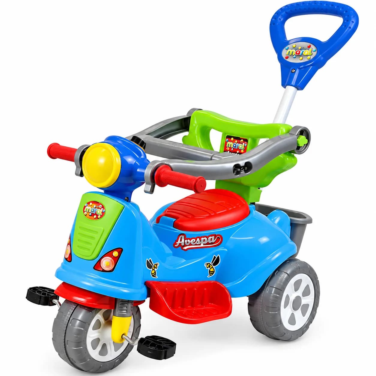 Triciclo Infantil Maral Avespa Passeio e Pedal com Haste 1 a 3 Anos - 2