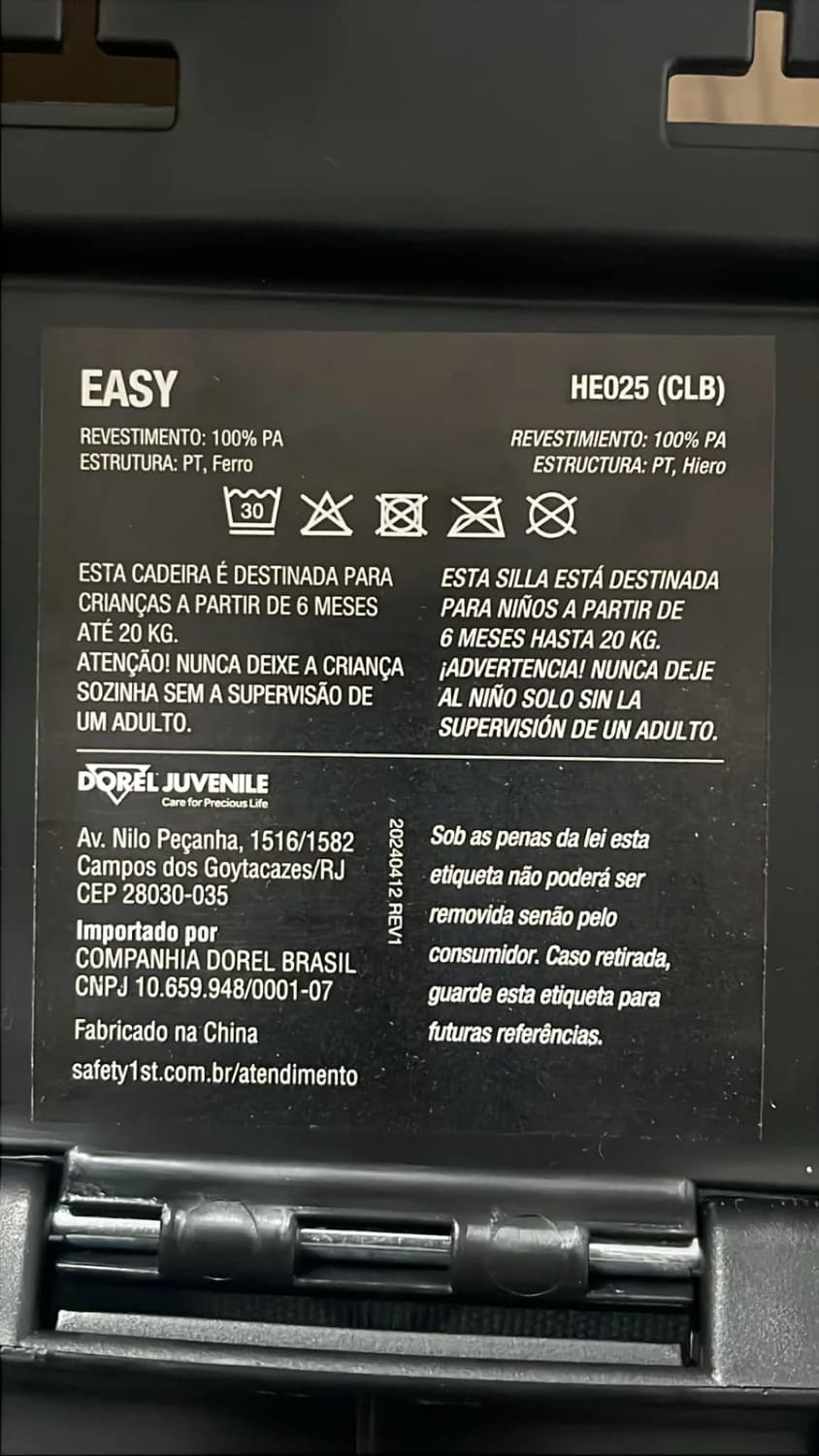 Cadeirão de Alimentação Safety 1st Easy Cinza com Bandeja – 6 Meses até 20kg - 4