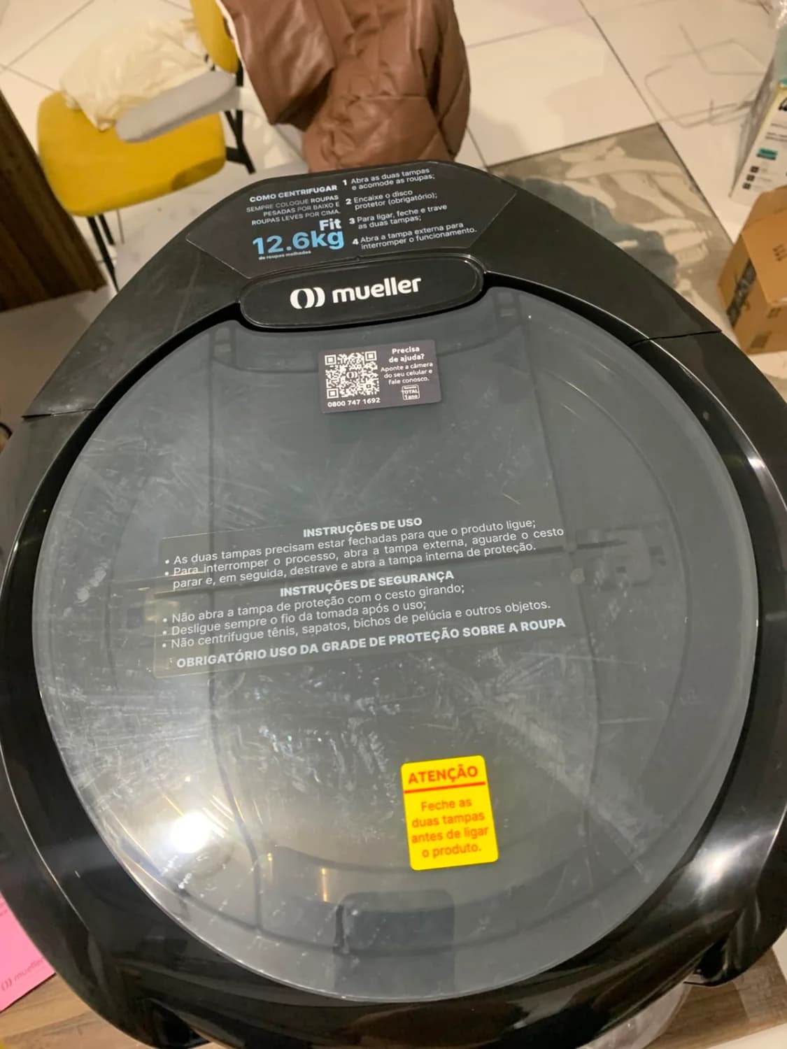 Centrífuga de Roupas Mueller Fit 12,6kg Preta 220V 182W - 6
