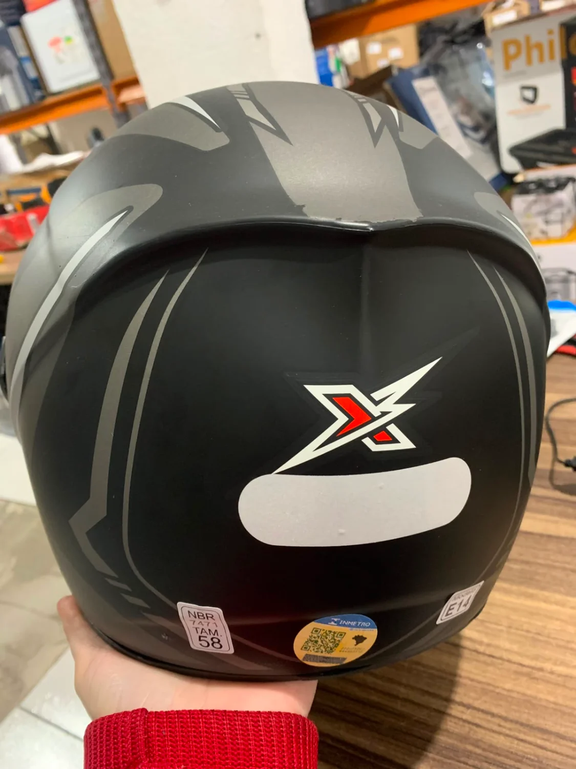 Capacete Fechado Xtroy Drone Preto e Prata Fosco Tam 58 com Viseira e Óculos Interno - 6