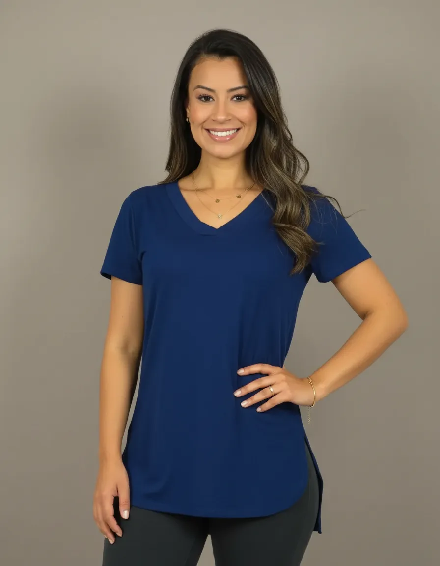 Camiseta Feminina Longline Decote V Tapa Bumbum - 1