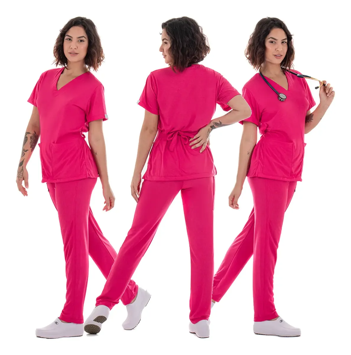 Pijama Cirurgico Acinturado Clinica Scrub Oxford Gola Padre GG - 1