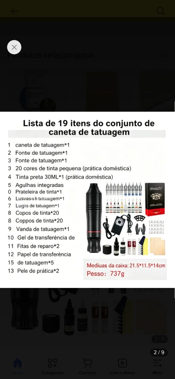 Kit Máquina Tatuagem Profissional C/20 Agulhas Para Iniciante - 2
