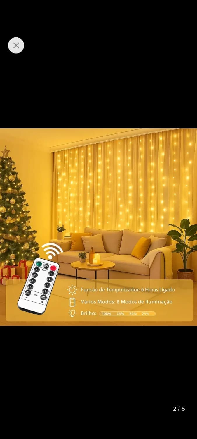 Queima de Estoque Cortina Fio Fada 300 Leds - 1