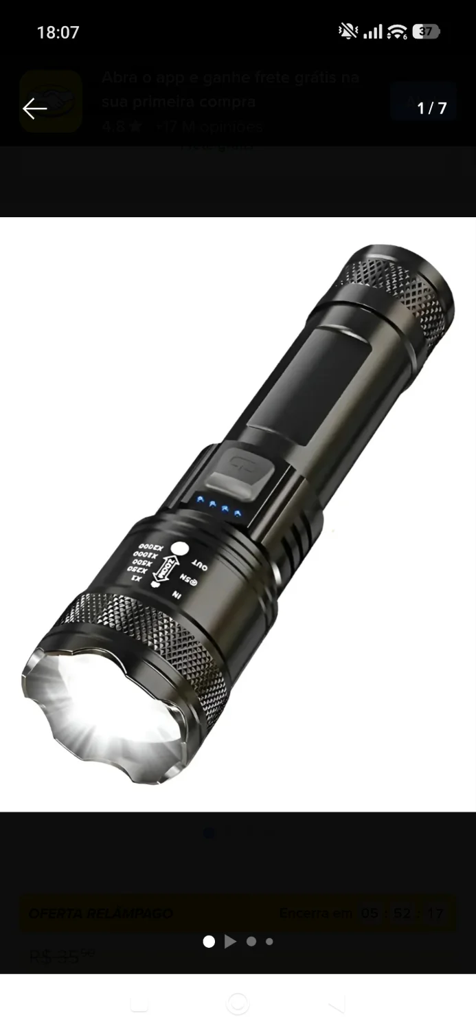 Lanterna Super Potente Tática Recarregável Onex Led - 2