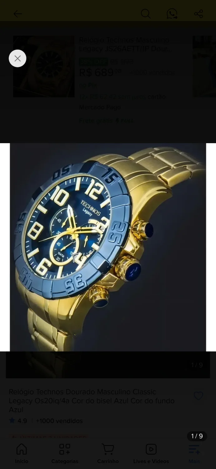 Relógio Technos Dourado Masculino Classic Legacy Os20iq/4a Original - 3