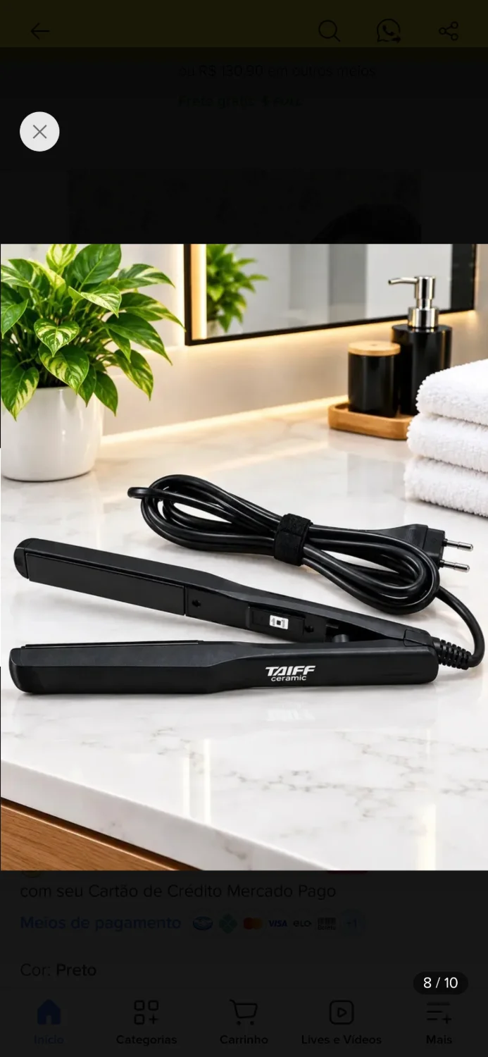Chapinha Prancha Taiff Cerâmica Preta 110v/220v Bivolt Preto - 2