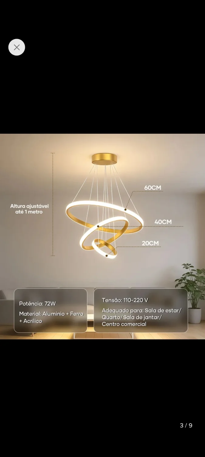 Luminária Led 3 Arcos Moderna Vários Formatos - 1