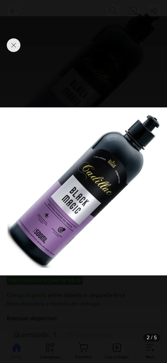 Revitalizador Pneus Black Magic Resist A Água Cadillac 500ml - 1