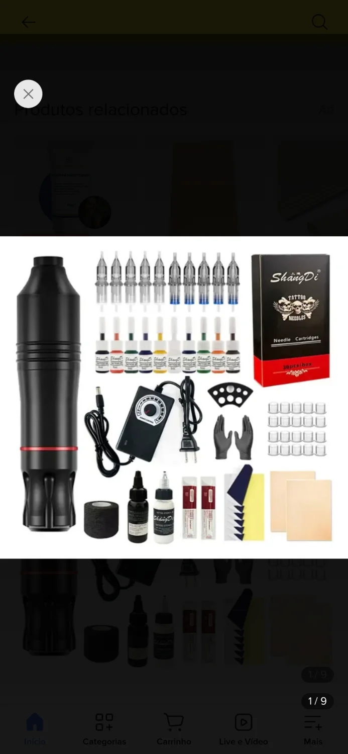 Kit Máquina Tatuagem Profissional C/20 Agulhas Para Iniciante - 1