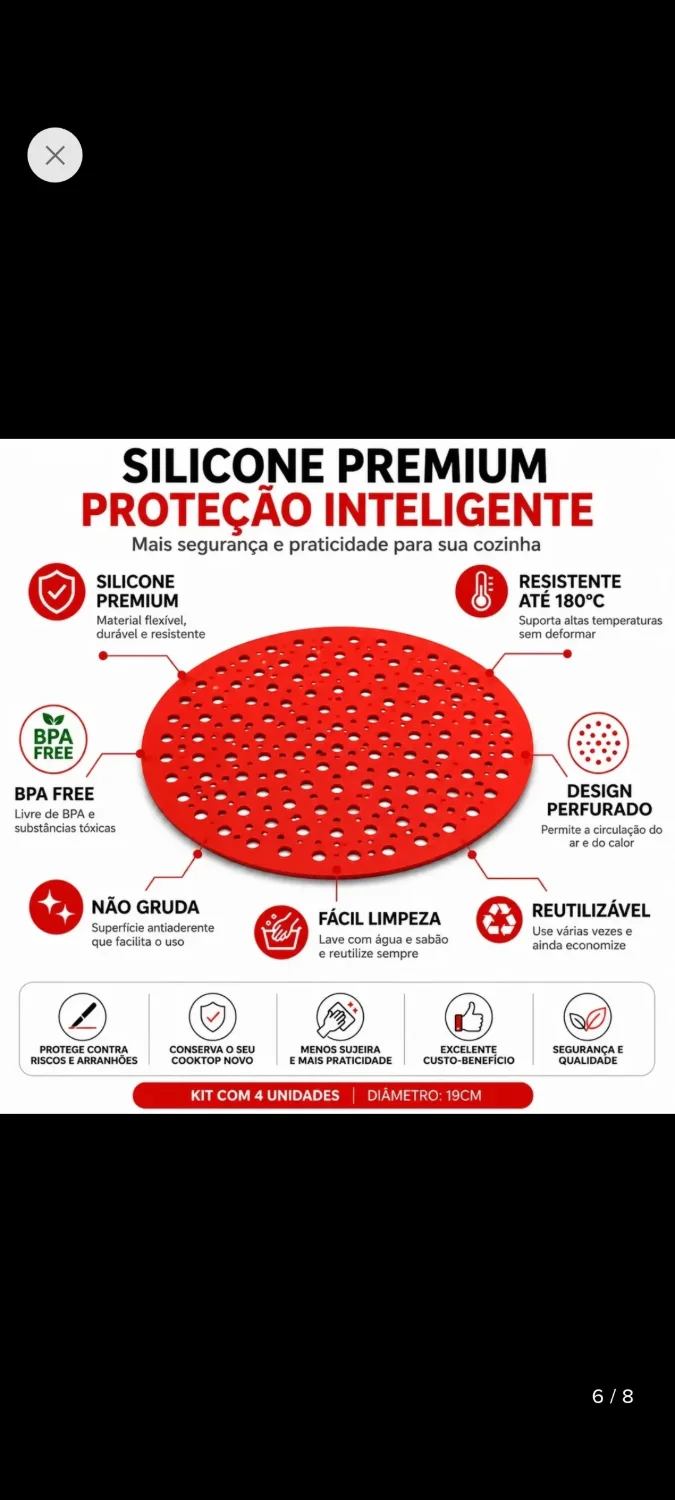 Kit 4 Tapete Protetore Silicone Para Fogão Air Fryer Cooktop - 2