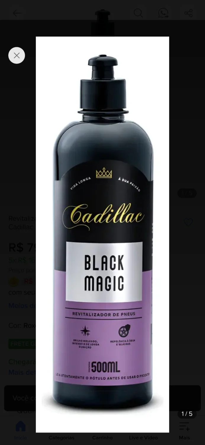 Revitalizador Pneus Black Magic Resist A Água Cadillac 500ml - 2