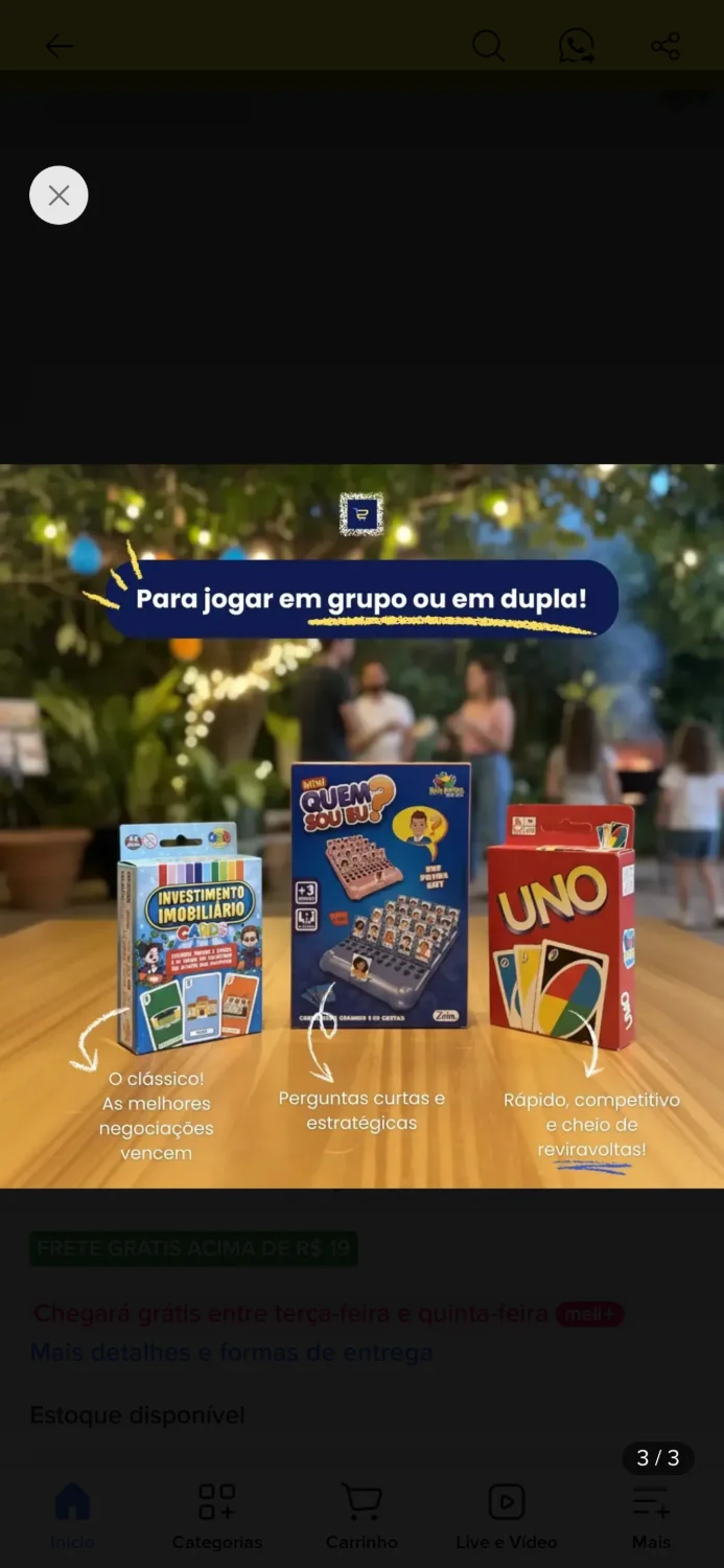 Kit 3 Jogos: Uno, Quem Sou Eu Mini, Investimento Imobiliário - 1