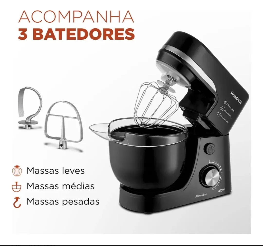 Batedeira Planetária, Mondial, 700W - 220v - 2