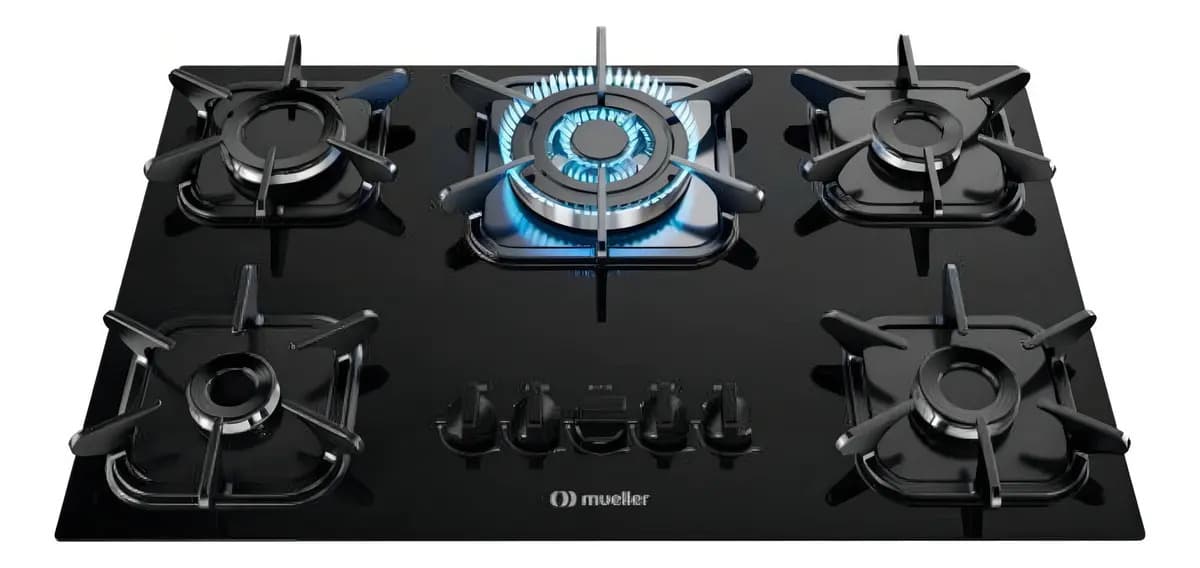 Fogão Cooktop A Gás Mueller 601270003 5 Bocas Chama Tripla - 1