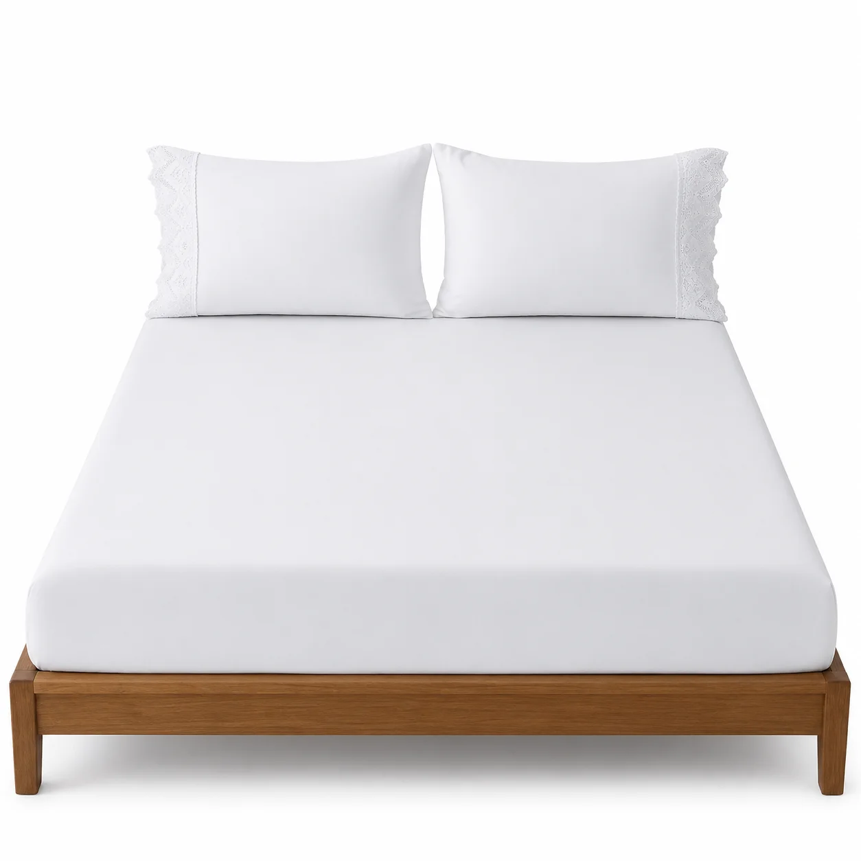 Jogo de Cama 3 peças Casal 200 Linhas Bordado Inglês Lençol Elastico 1,38x1,88x0,33mt (BRANCO) - 1