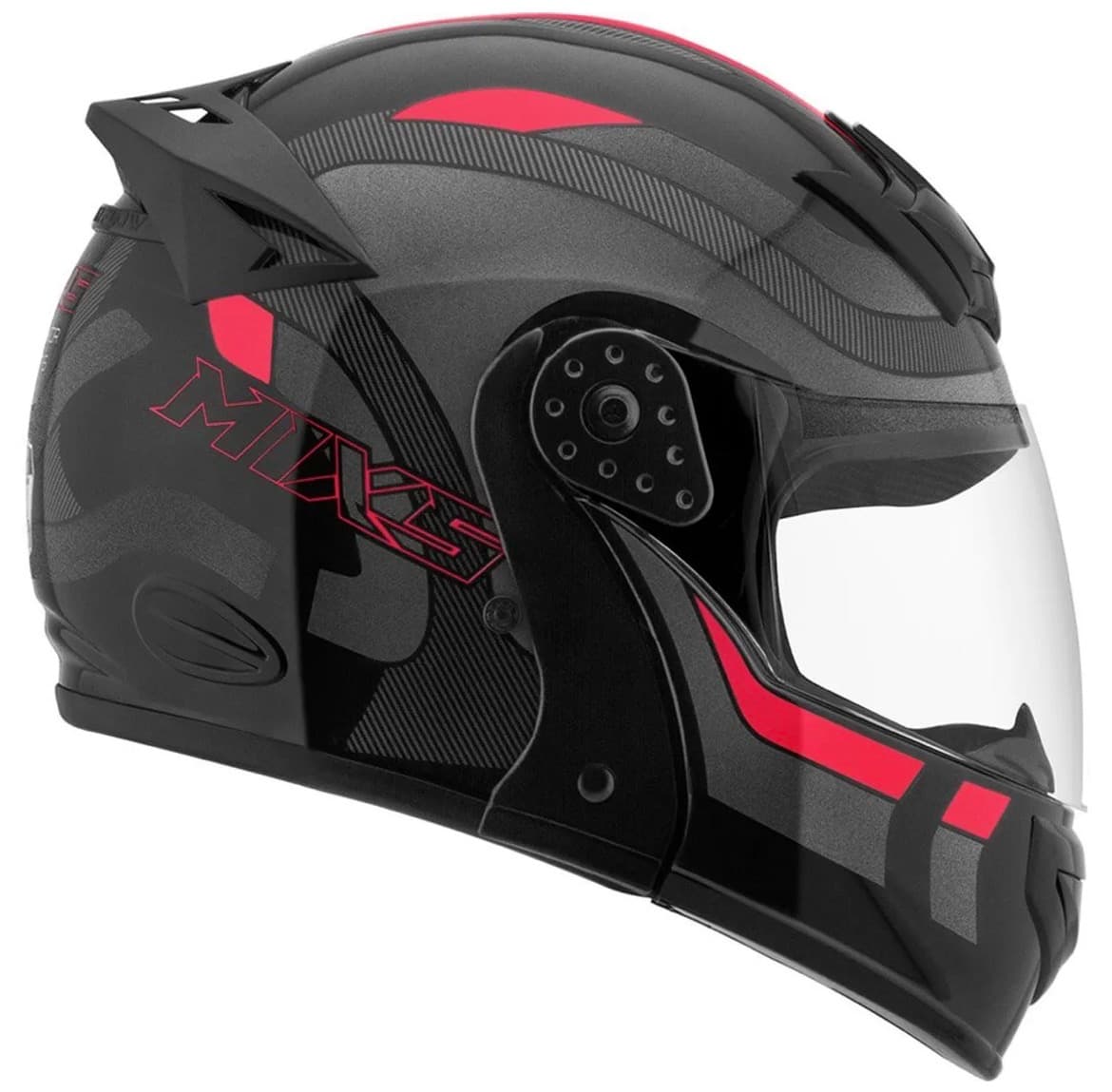 Capacete Robocop Escamoteável Fechado Mixs Gladiator Delta S Cor Cinza Vermelho Fosco Tamanho do capacete 58 - 2