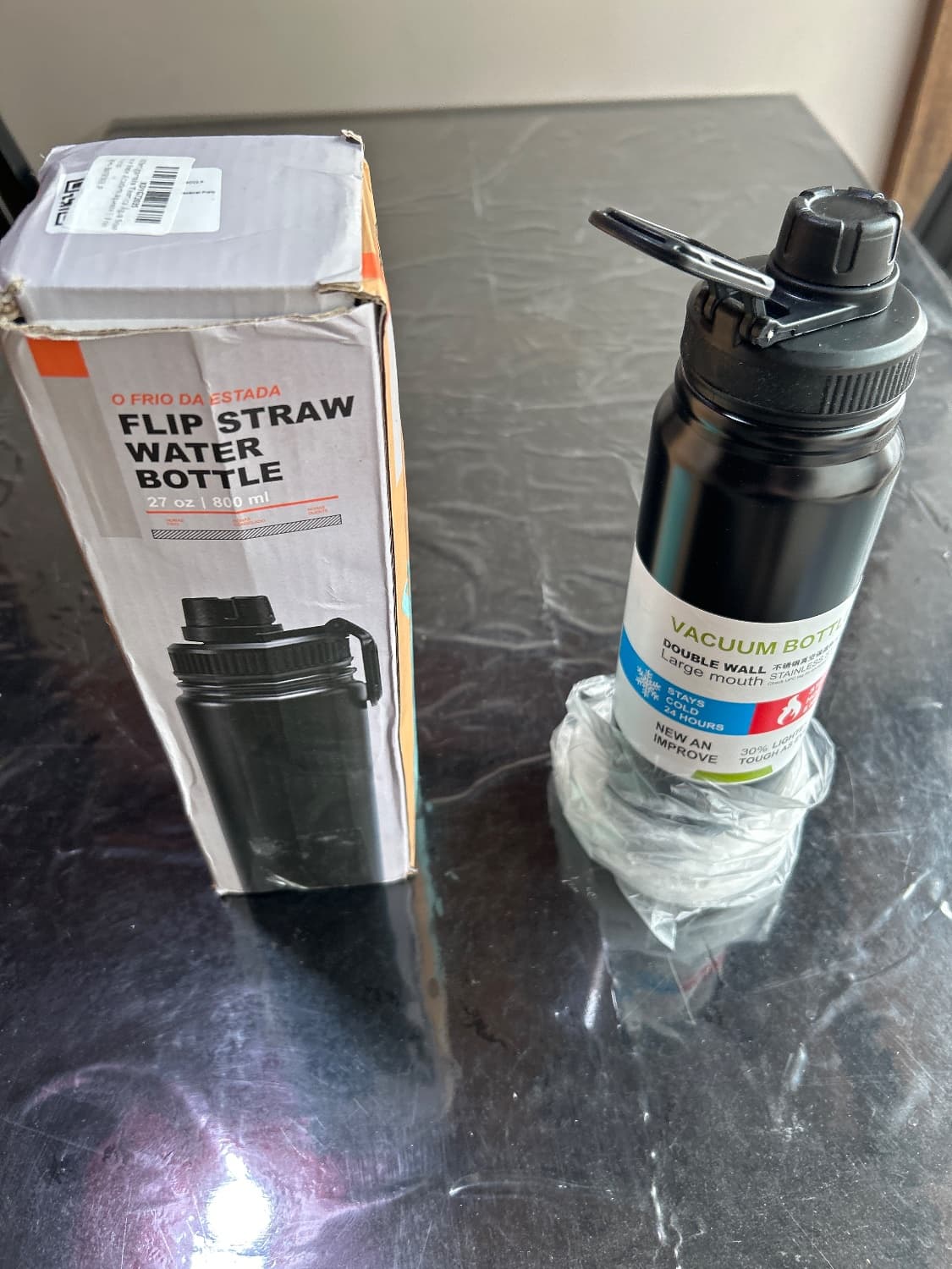 Garrafa Térmica Água Dupla Parede Vácuo Inox Tampa Com Alça Conserva Quente Frio Squeeze Fit - 3