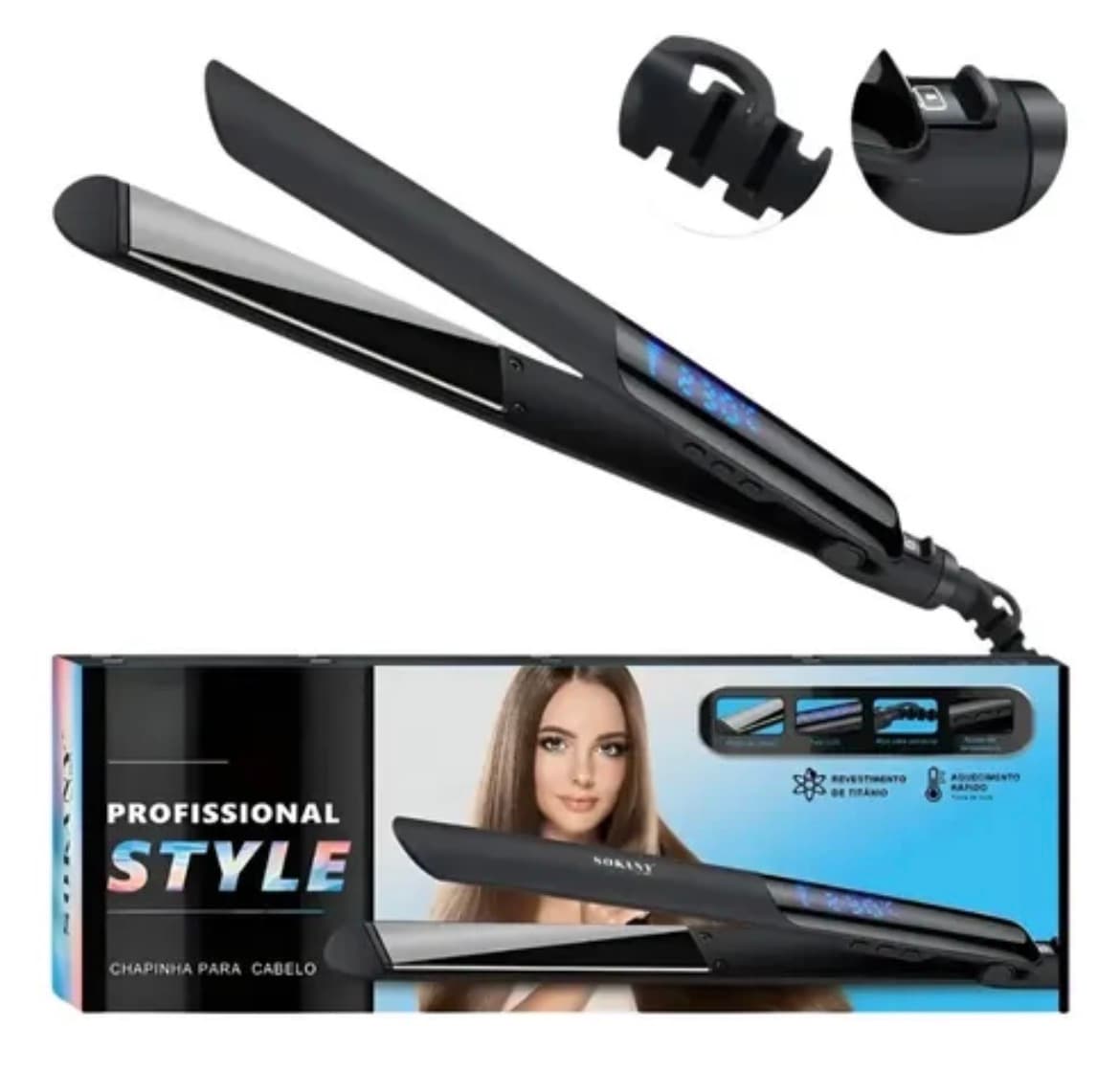 Prancha Alisadora Digital Sokany LG-SK88 com Revestimento de Titânio e Display LCD – Até 230 °C - 1