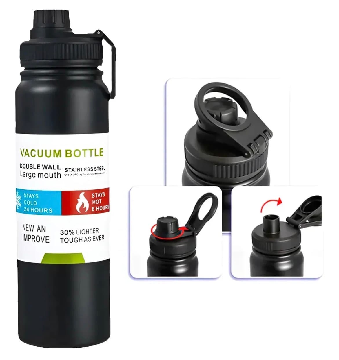 Garrafa Térmica Água Dupla Parede Vácuo Inox Tampa Com Alça Conserva Quente Frio Squeeze Fit - 2