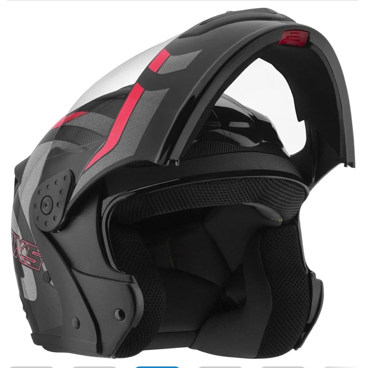 Capacete Robocop Escamoteável Fechado Mixs Gladiator Delta S Cor Cinza Vermelho Fosco Tamanho do capacete 58 - 1
