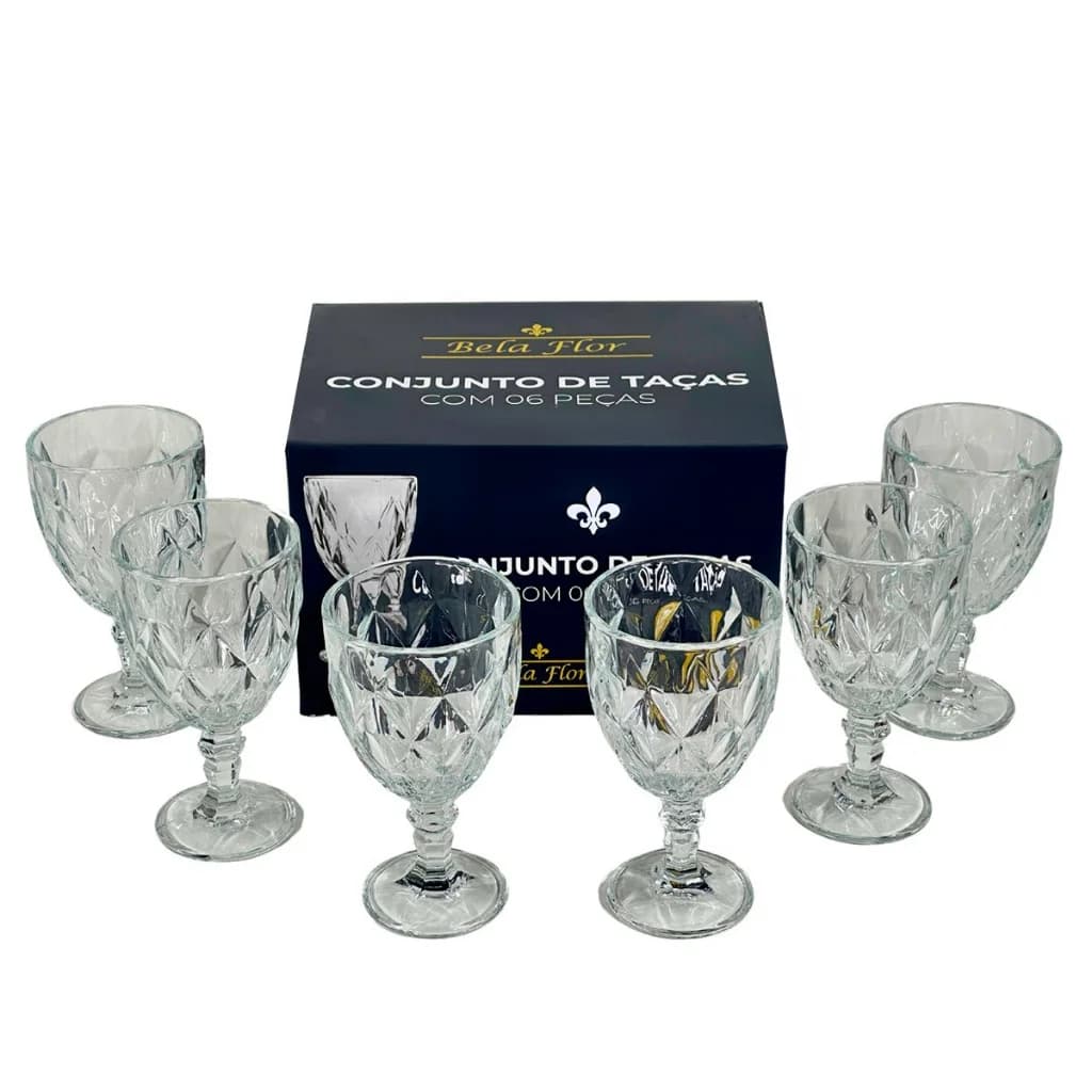 CONJUNTO DE TAÇAS DIAMOND COM 6 PEÇAS 330ML BELA FLOR - 1