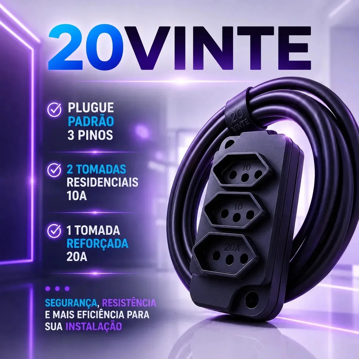 EXTENSÃO 30M CABO PP 2X2,5MM (2X10A/1X10A) - 1