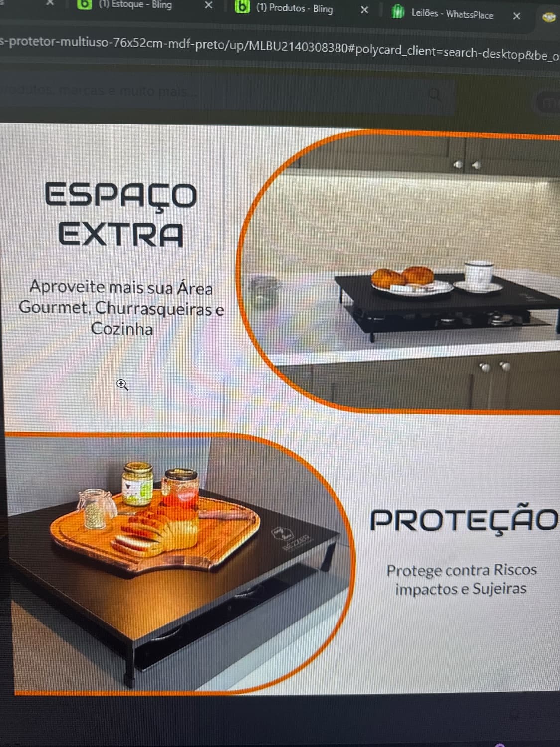 TAMPA PARA COOKTOP 5 BOCAS PROTETOR FOGÃO MULTIUSO COZINHA - 3
