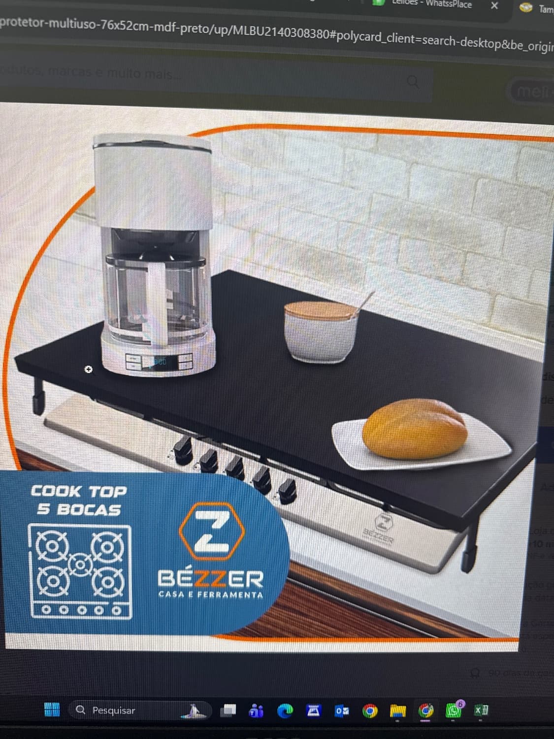TAMPA PARA COOKTOP 5 BOCAS PROTETOR FOGÃO MULTIUSO COZINHA - 1