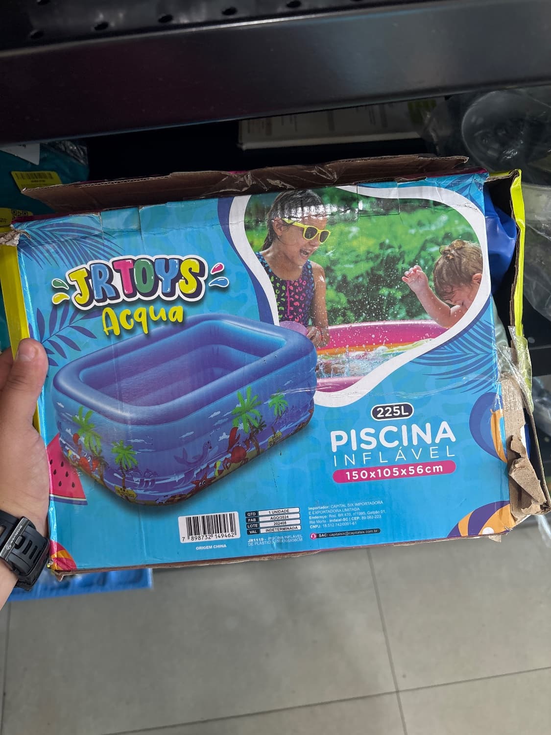 PISCINA INFLÁVEL DE PLÁSTICO RESISTENTE INFANTIL RETANGULA - 1