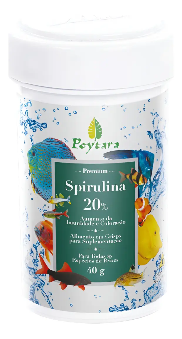 Poytara Spirulina 20% - Pote 40g - Ração Peixes - 1