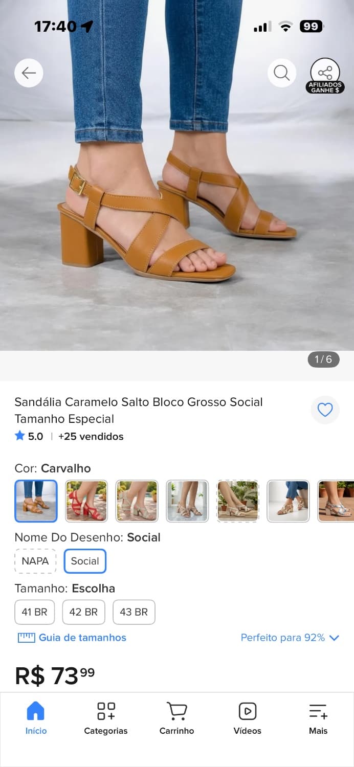 Sandália feminina de salto bloco médio tam 40 - 1
