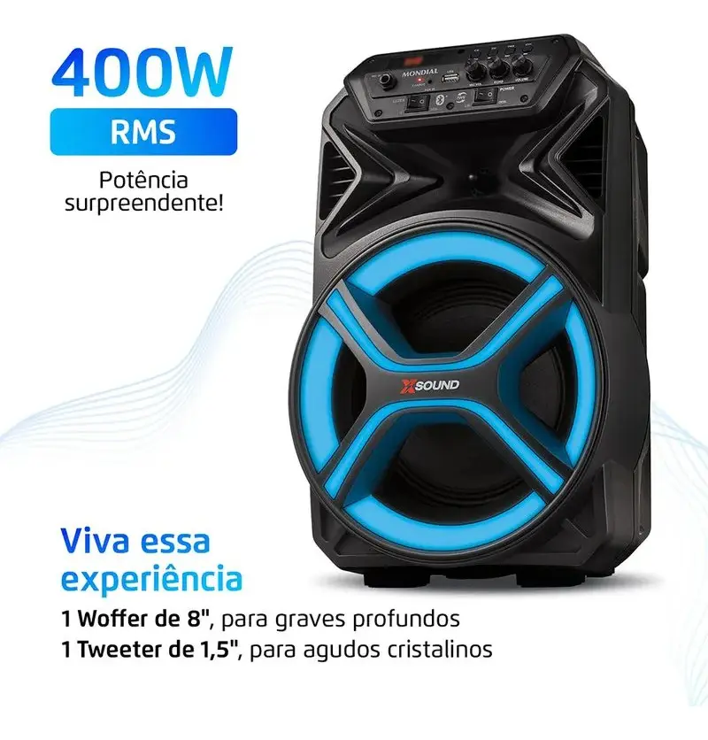 Caixa Amplificada Cm-400-l 400w Rms Preta Mondial Bivolt Preto - 1