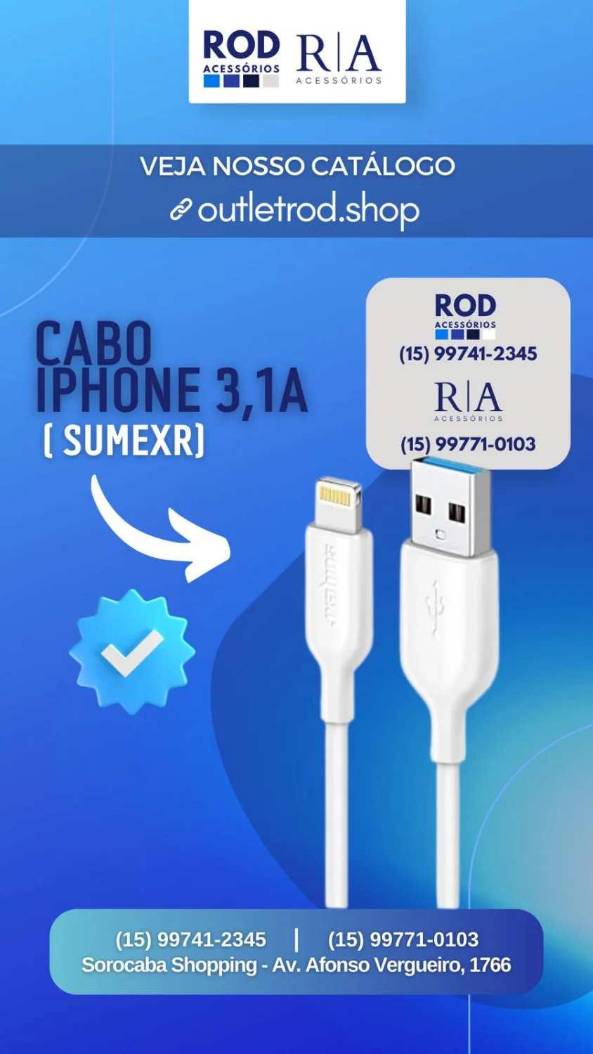 Cabo para celular usb/Ligthning IPHone 5 ao 14 - 1