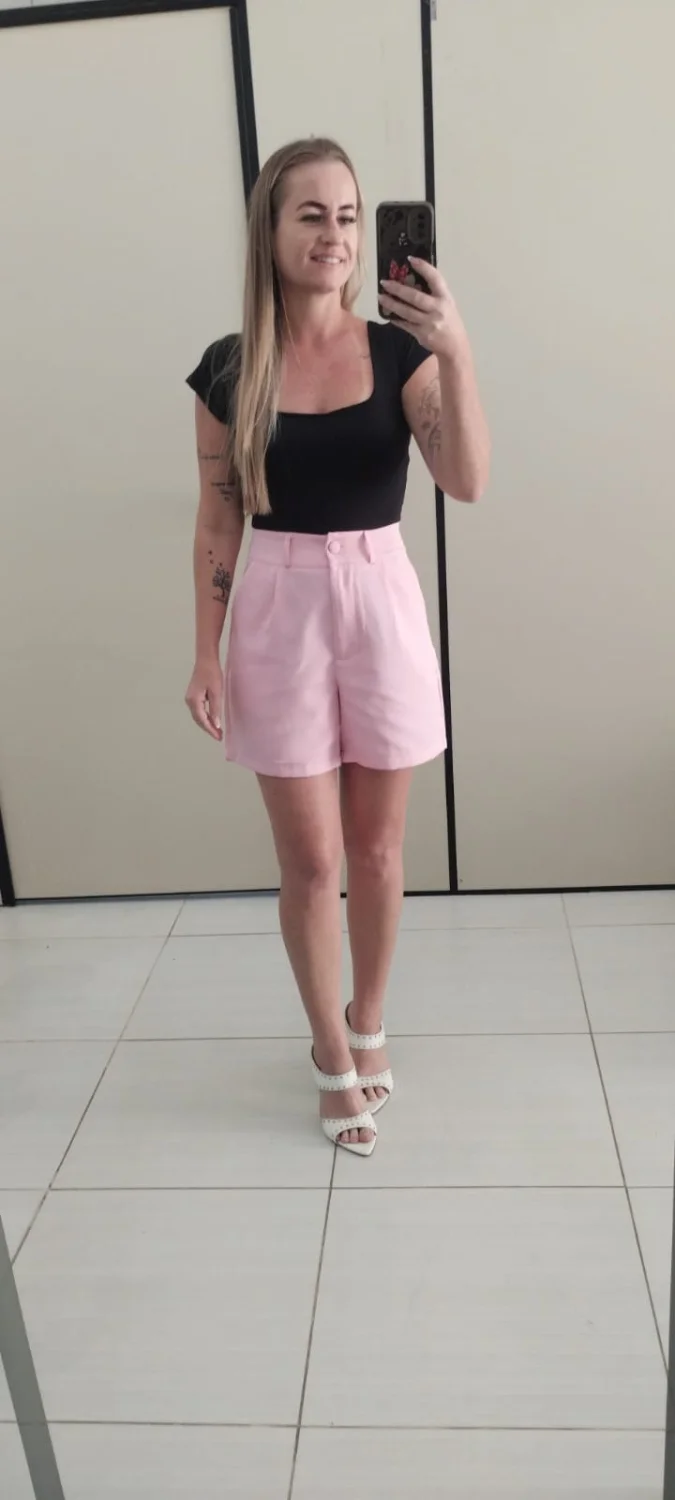 SHORT ALFAIATARIA COM PREGAS P - 1