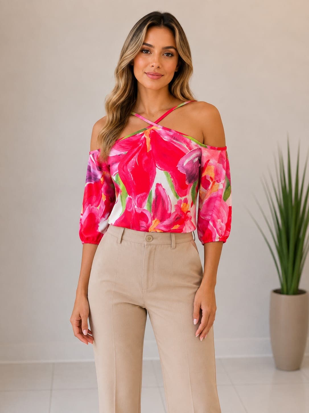 Blusa malha manga 3/4 tamanho p - 1