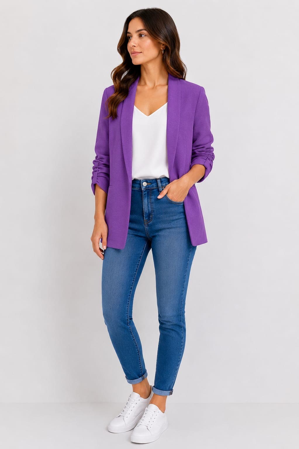 Blazer Duna manga 3/4 drapeado tamanho M - 1