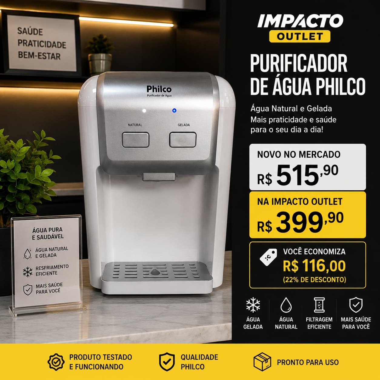 Purificador de Água Philco Natural e Gelada – Água Pura com Muito Mais Praticidade! - 2