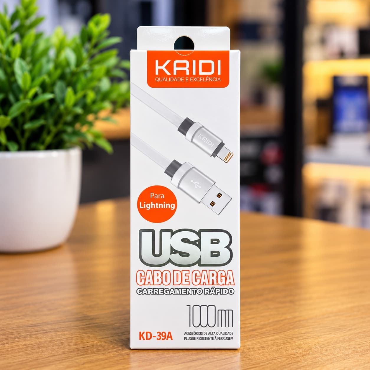 Cabo USB Lightning KRIDI KD-39A para iPhone 1 Metro - 1