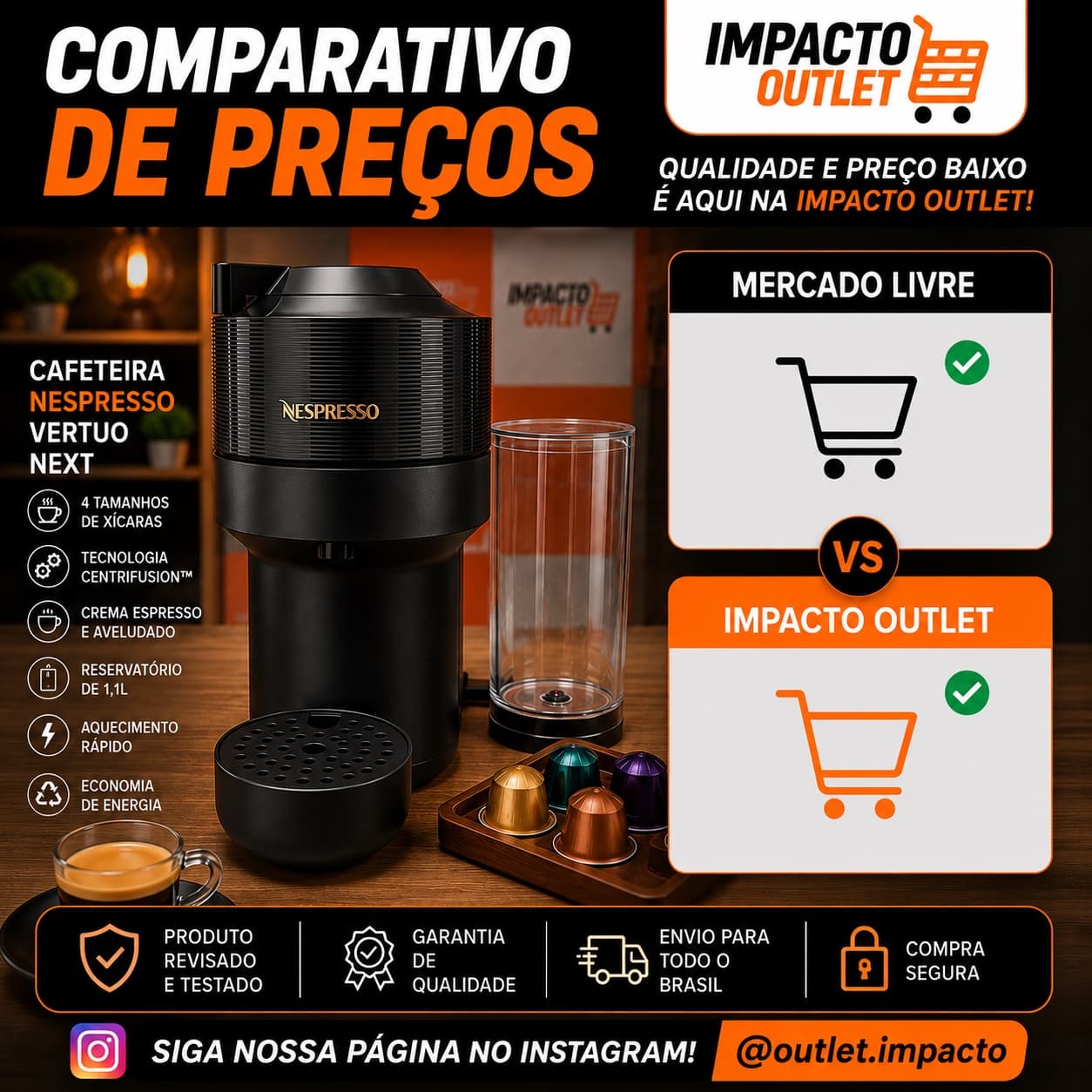 Cafeteira Nespresso Vertuo Next - Café Premium com Design Sofisticado Black - 1