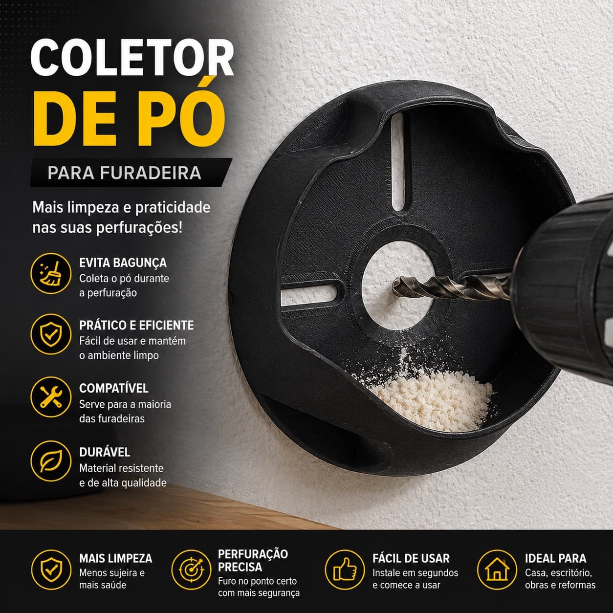 🛠️ Coletor de Pó para Furadeira – Fure sem Fazer Sujeira - 1