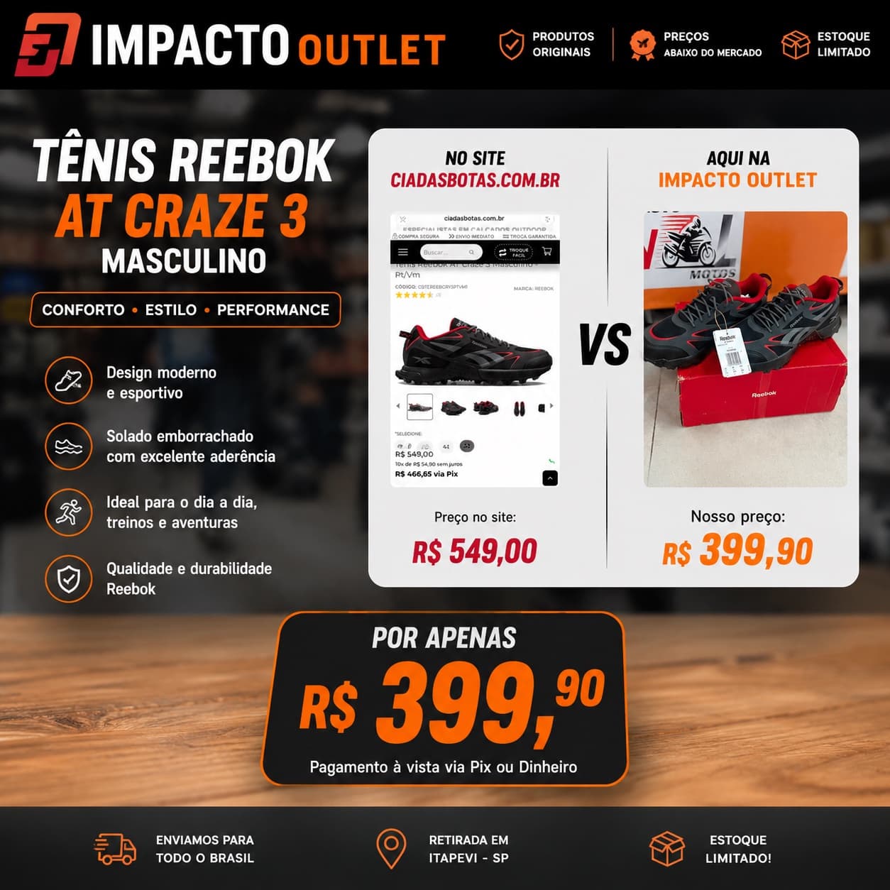 👟 TÊNIS REEBOK AT CRAZE 3 MASCULINO – TAMANHO 39 | ORIGINAL | R$ 399,90 🔥 - 1