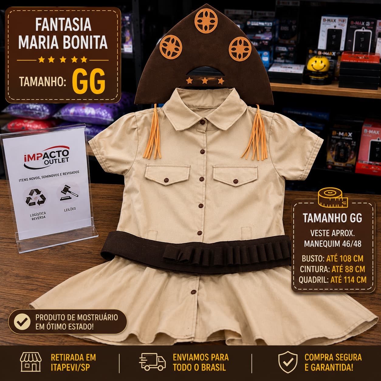 👒 Fantasia Maria Bonita GG – Apenas R$ 49,90! - 1