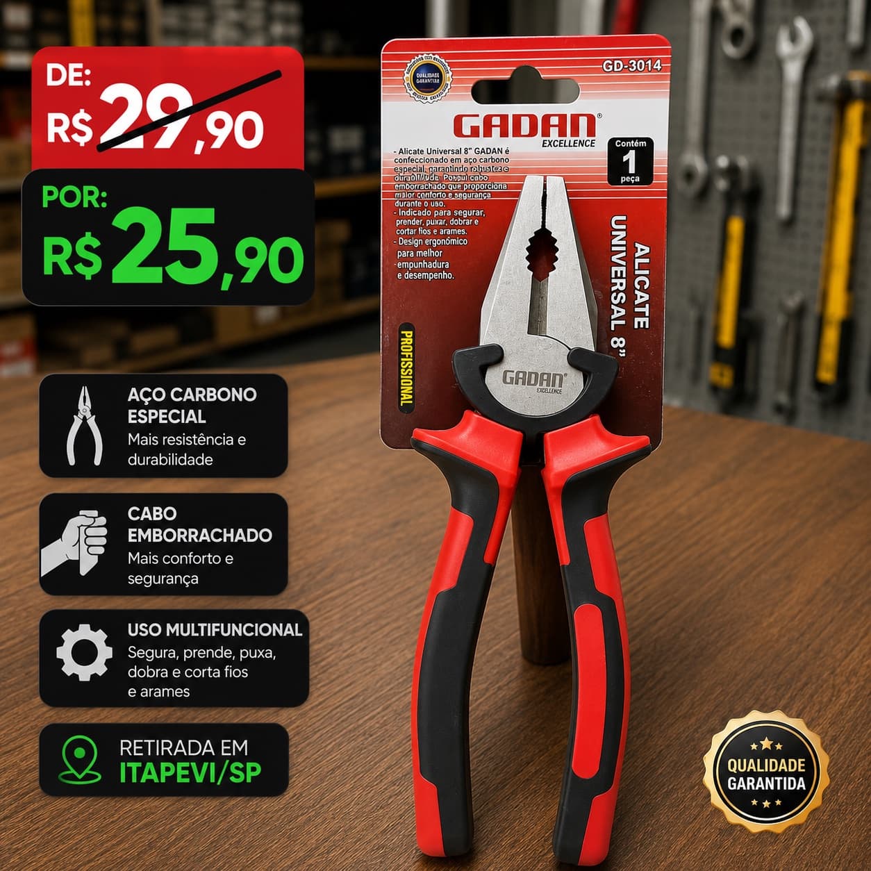 🔧 Alicate Universal 8” Profissional – Oferta Especial de R$ 29,90 por Apenas R$ 25,90! - 1