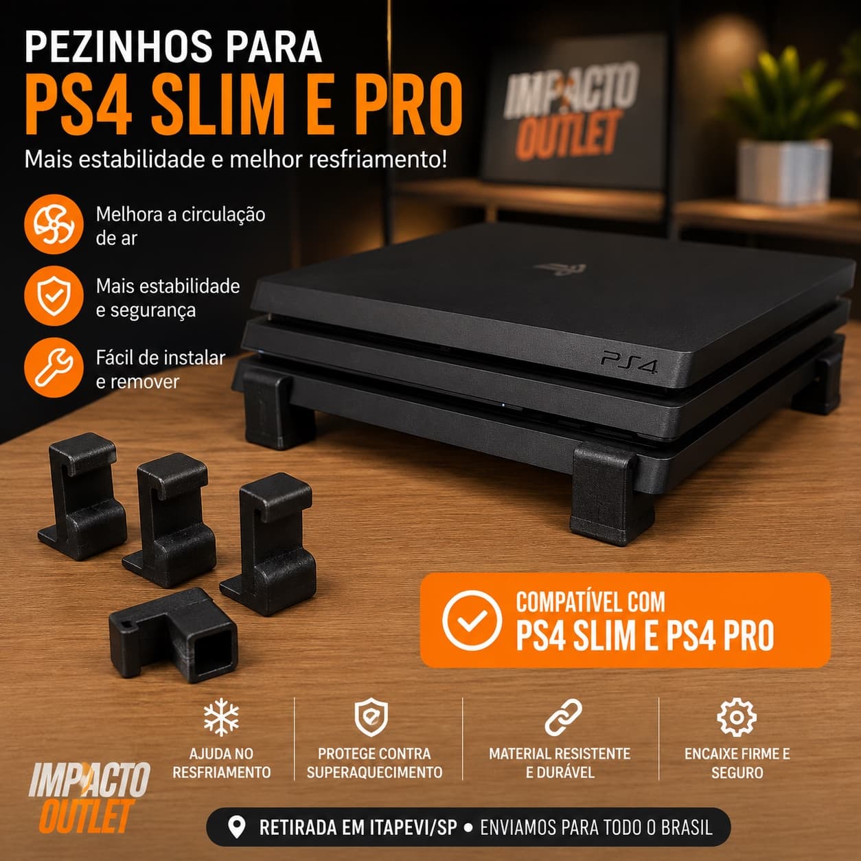 Pezinhos para PS4 Slim e PS4 Pro – Melhor Resfriamento e Estabilidade - 1