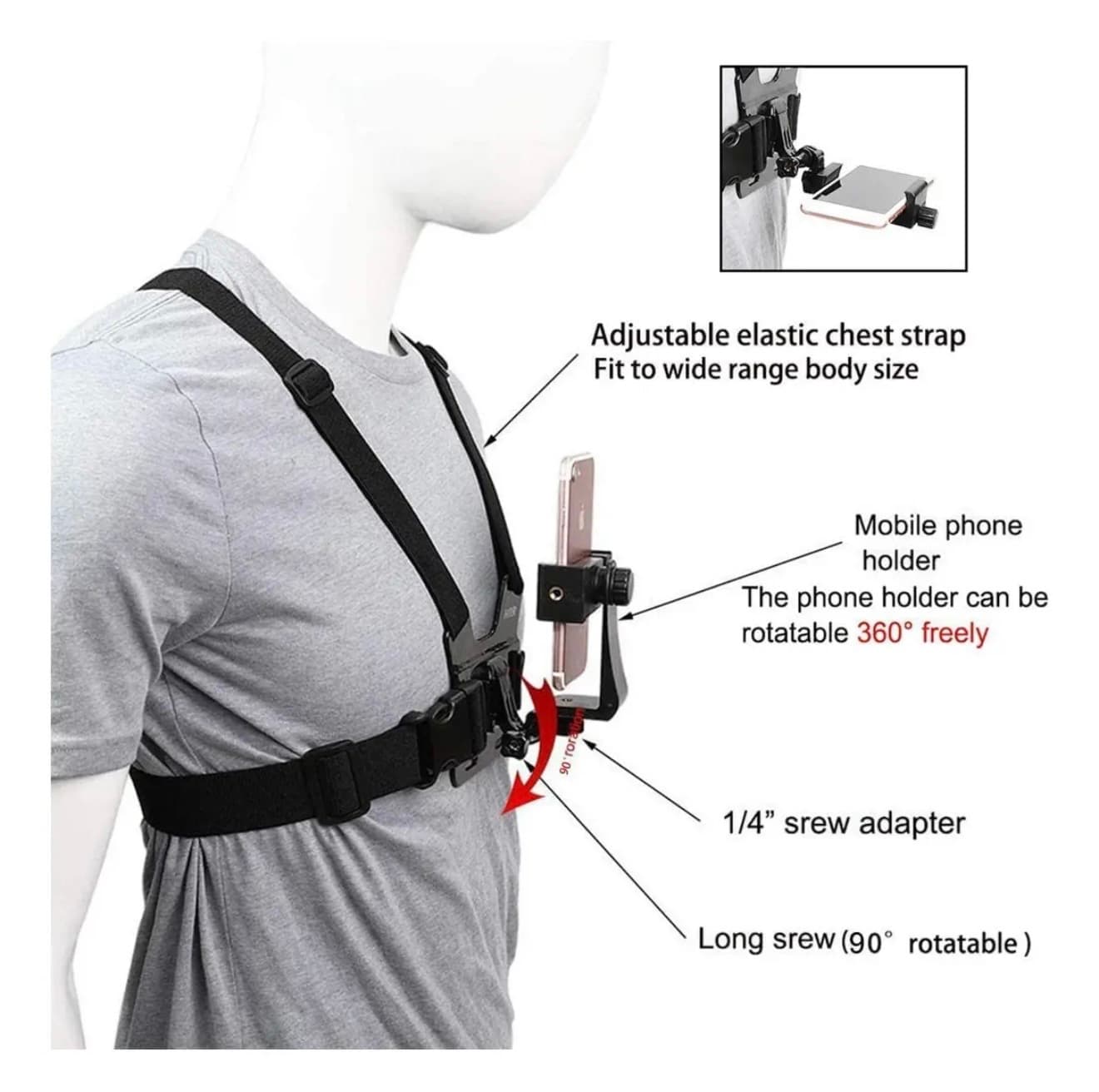 Suporte Peitoral para Celular com Cinta Ajustável - 2